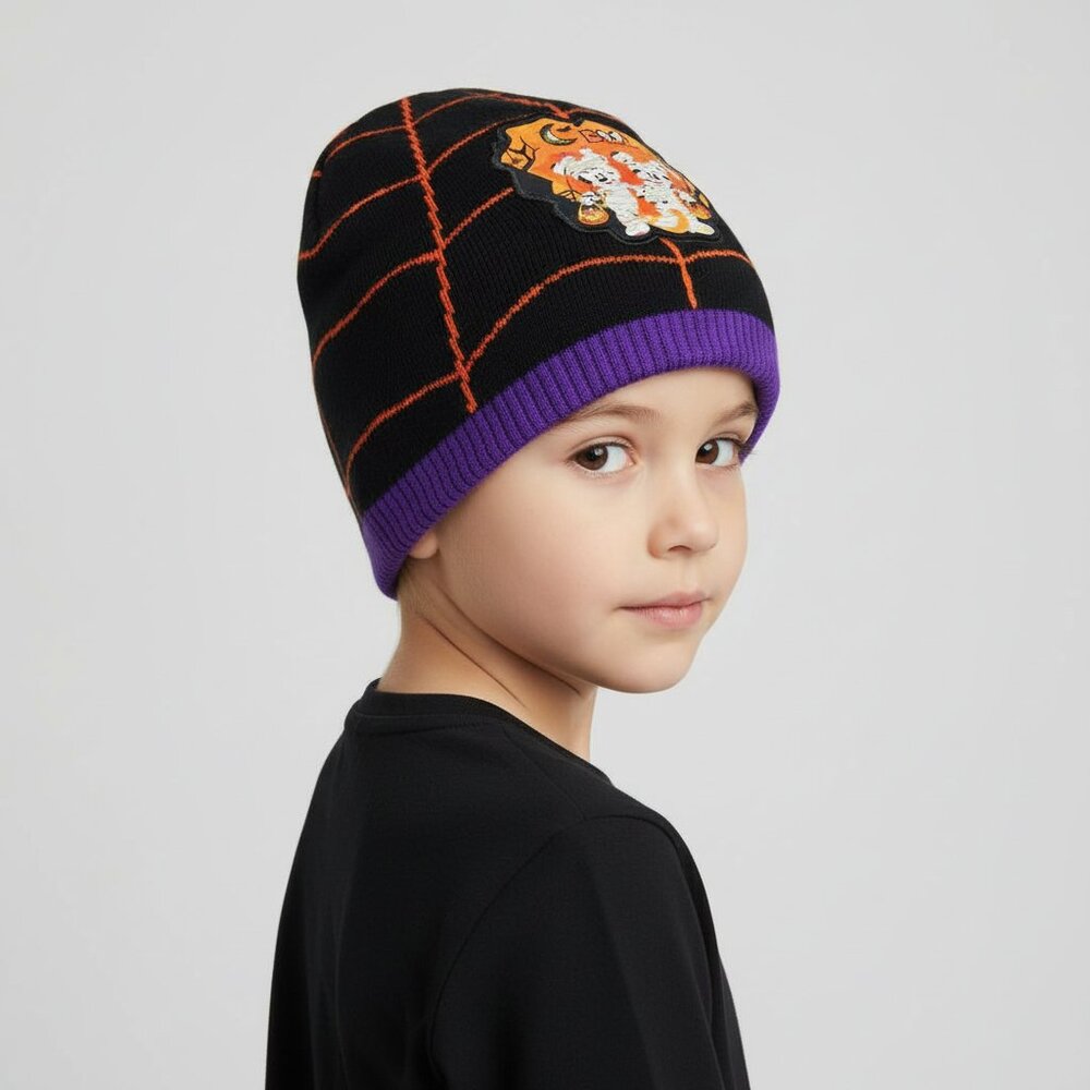 Disney Mickey Minnie Mouse Halloween Knit Beanie Hat Cap Kids Black Winter